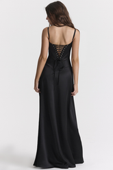 Anabella – Schwarzes Maxikleid mit Schnürung